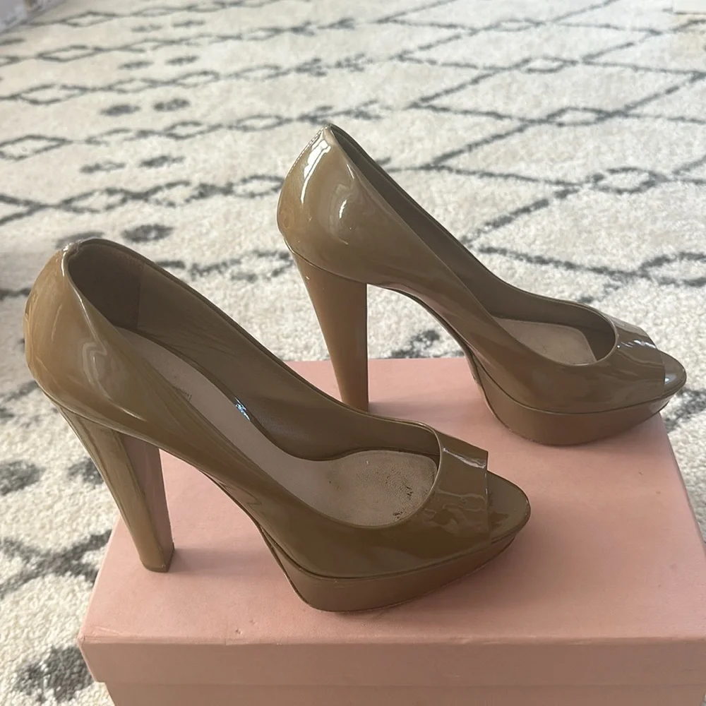 Miu Miu Platform Patent Leather Pumps
